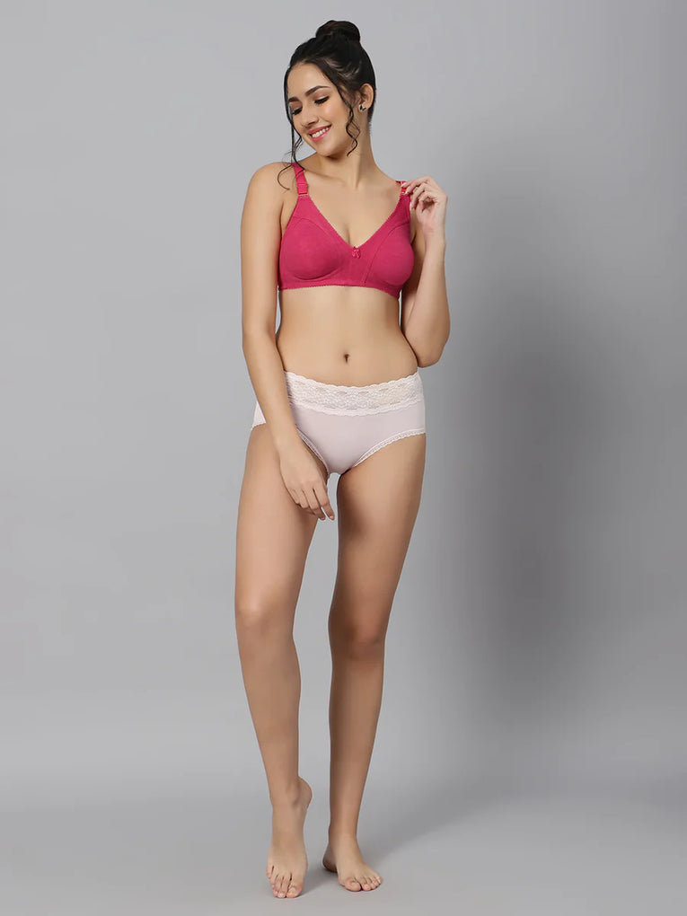 BlueNixie T-Shirt Bra Combo set of 2 Pink-White Colors for Women