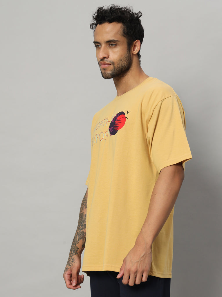Ego Trip Drop shoulder Round Neck Lite Yellow Color t- shirt