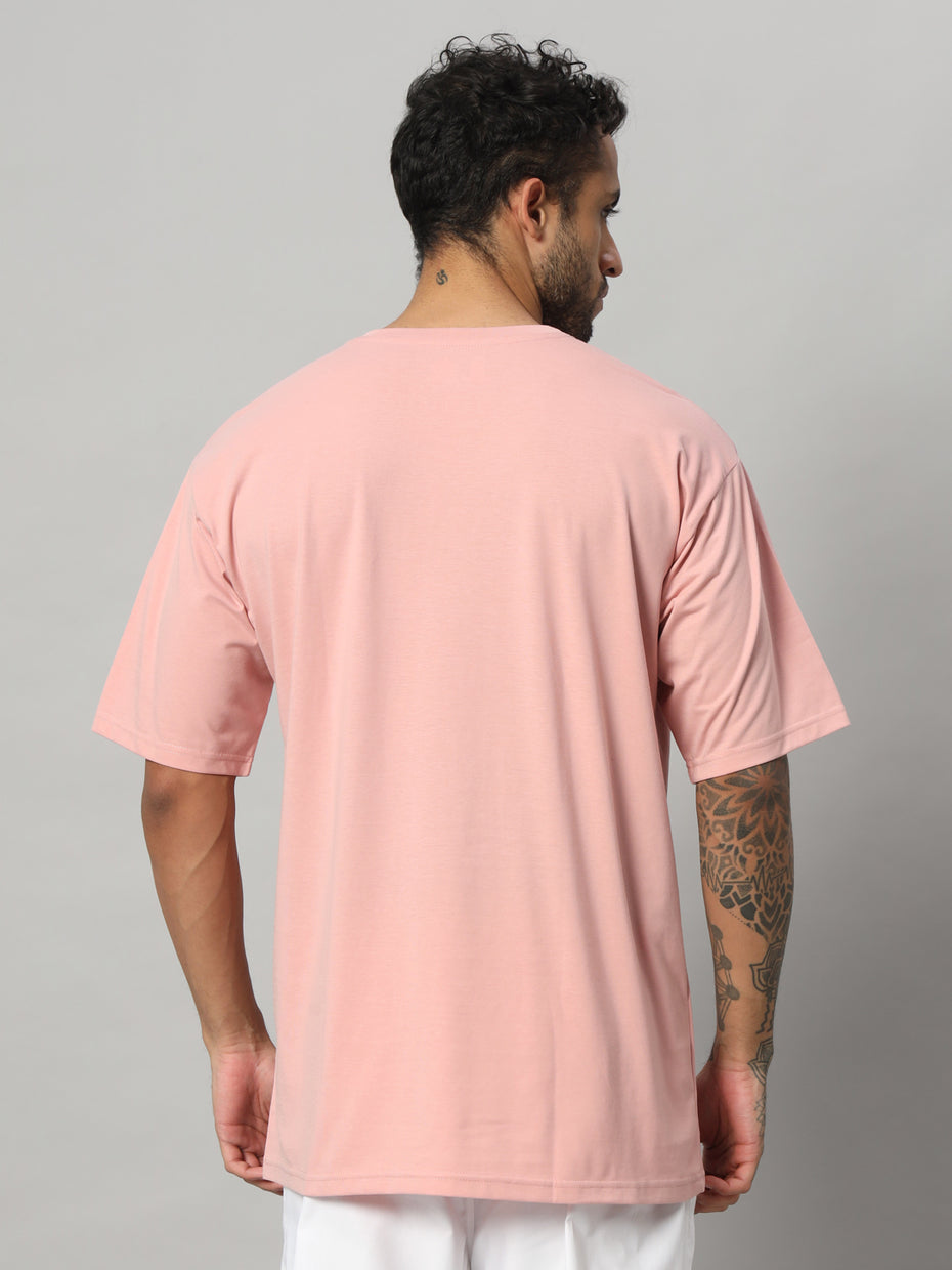 Ego Trip Drop shoulder Round Neck Peach Color t- shirt