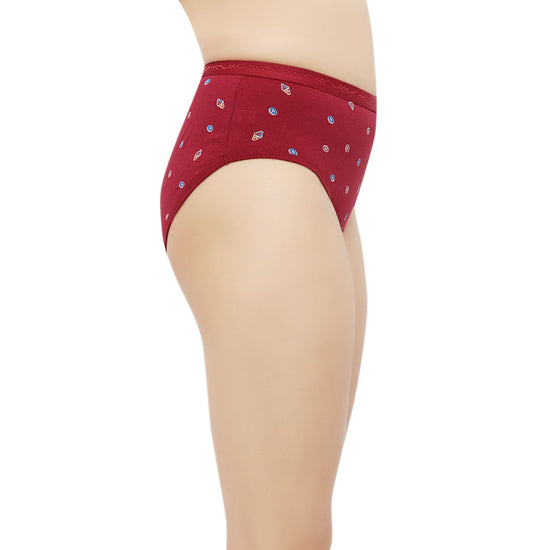Bluenixie Red Color Cotton Printed Hipster Pantie