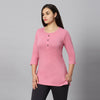 Bluenixie Mud pink Color Hosiery Kurti Top for Women 3/4 Sleeves