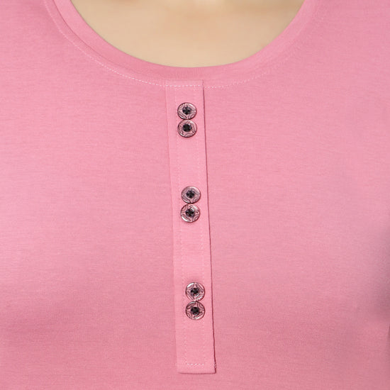Bluenixie Mud pink Color Hosiery Kurti Top for Women 3/4 Sleeves