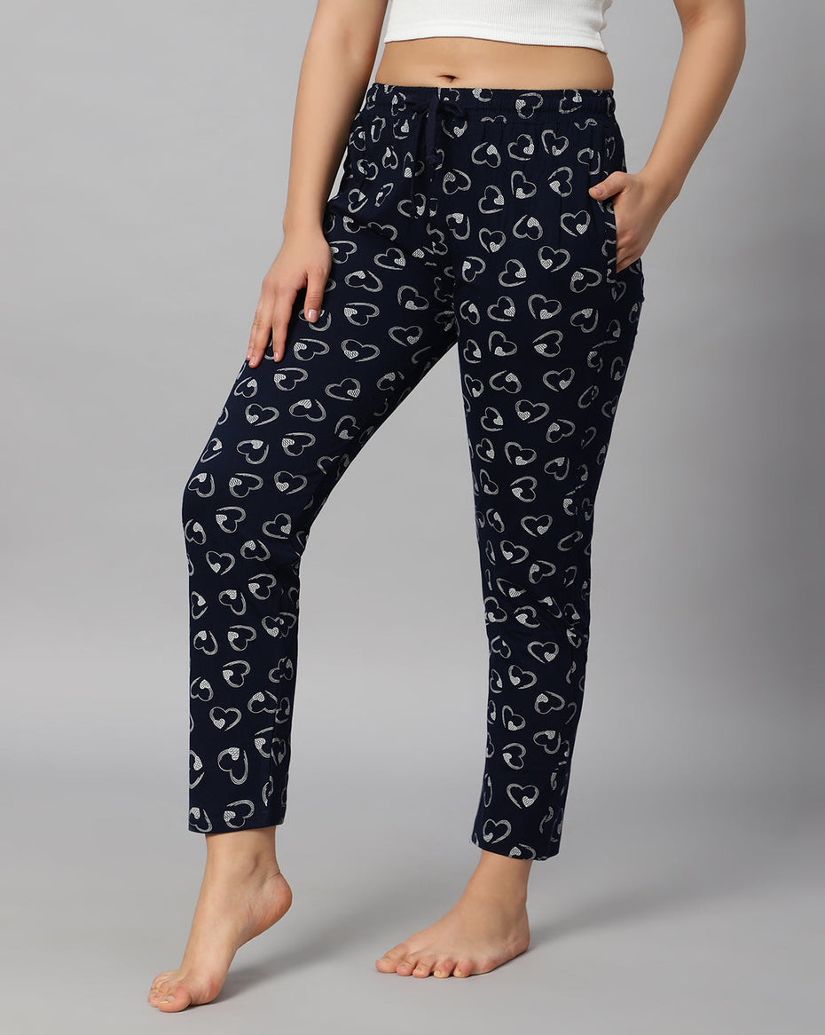 Hosiery Cotton Printed Pyjamas with both side zipper pocket - Bluenixie