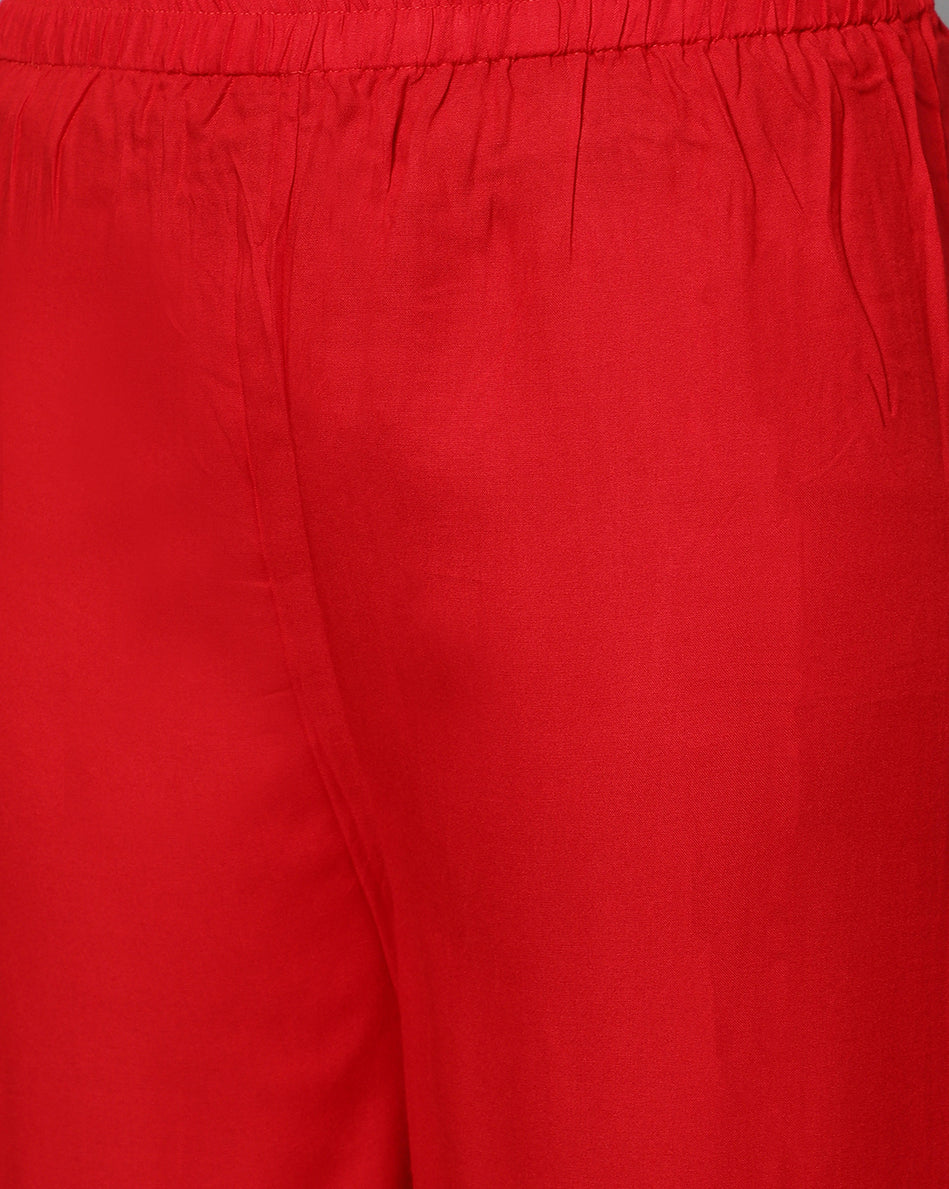 Bluenixie red color Rayon Fabric Palazzos