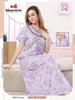 Bluenixie Purple Women's Premium Printed Cotton Nighty