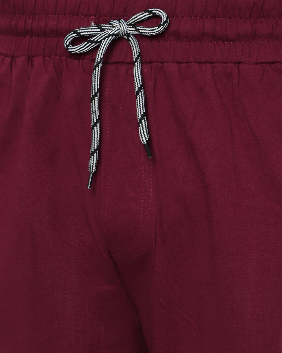 Ego trip maroon color Hosiery Cotton Plain Shorts