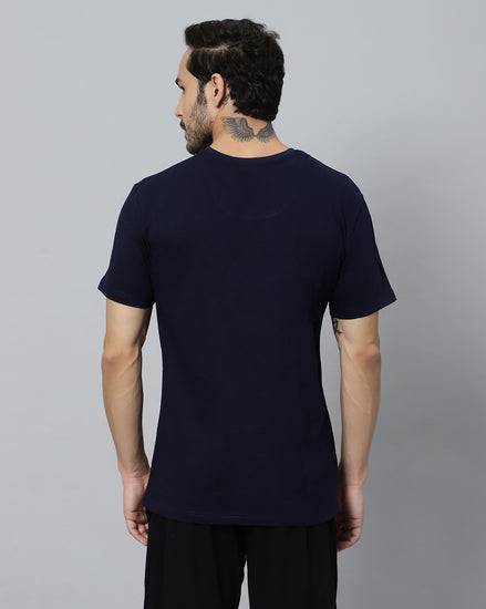 Ego trip Navy Blue color round neck half sleeve t-shirt