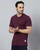  Men-Model-wearing-Ego-Trip-V-Neck-half-sleeve-Maroon-colort-shirt