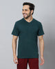Side-look-Men-Model-wearing-Ego-Trip-V-Neck-half-sleeve-Aiirforce-color-t-shirt