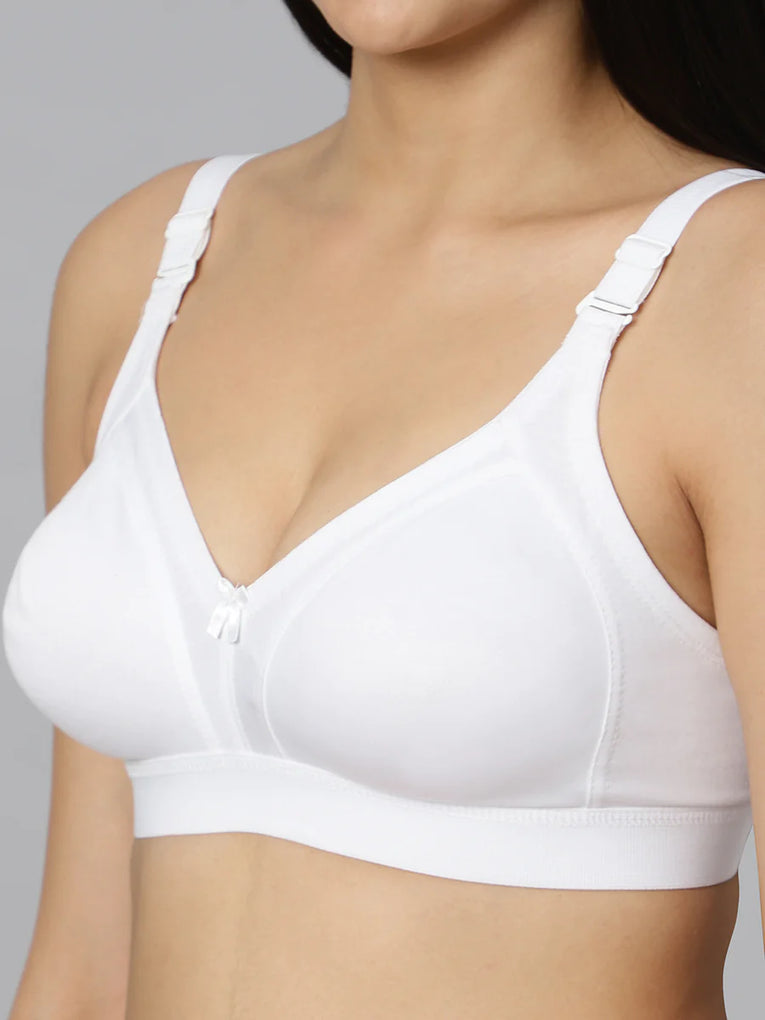 Bluenixie BN2514_2 Pc Combo Full Coverage Cotton Rich  T-shirt Bra  White