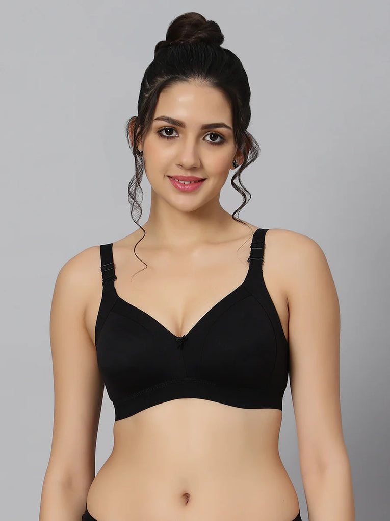 Bluenixie BN2514_2 Pc Combo Cotton Rich Full Coverage T-Shirt Bra  Black-Nude Skin