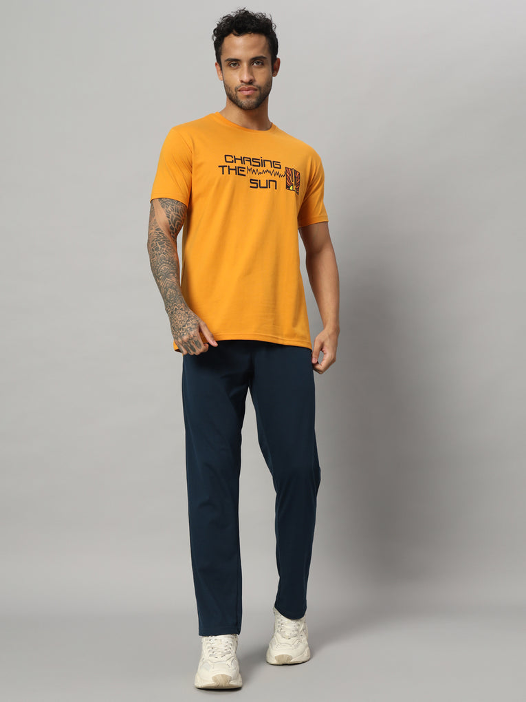 Ego Trip Round Neck Mango Color T-shirt