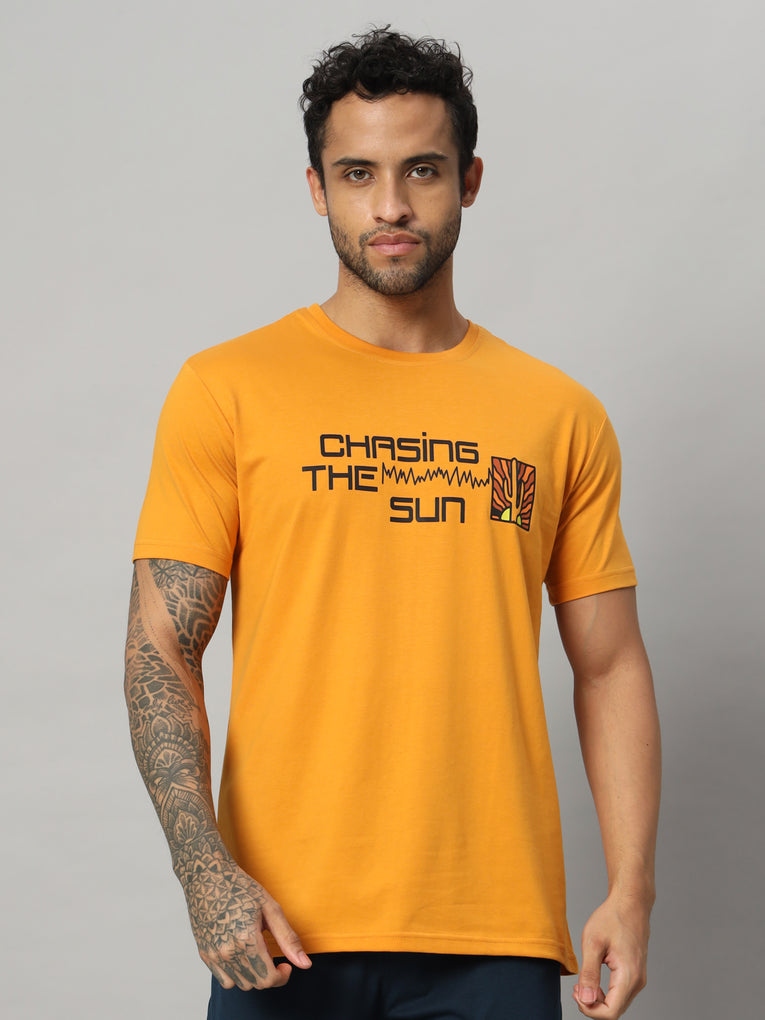 Ego Trip Round Neck Mango Color T-shirt