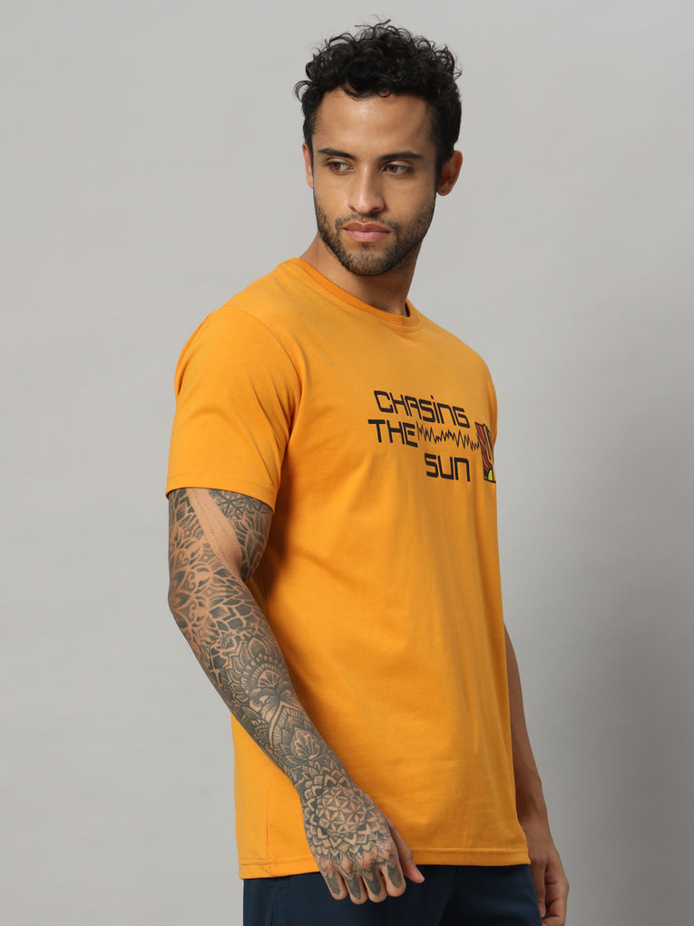 Ego Trip Round Neck Mango Color T-shirt