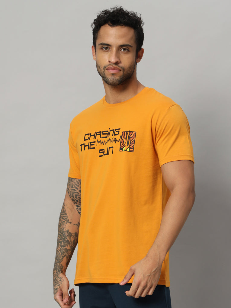 Ego Trip Round Neck Mango Color T-shirt