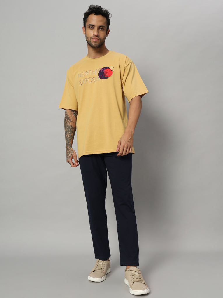 Ego Trip Drop shoulder Round Neck Lite Yellow Color t- shirt