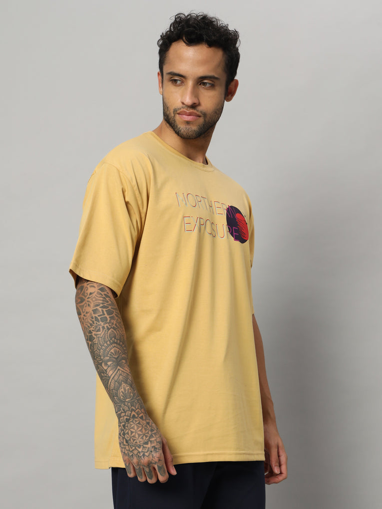 Ego Trip Drop shoulder Round Neck Lite Yellow Color t- shirt