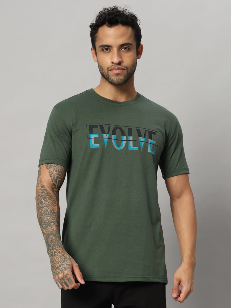 Ego Trip Round Neck Dark Green Color T-shirt