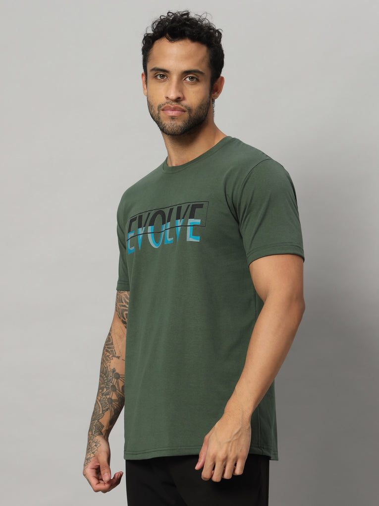 Ego Trip Round Neck Dark Green Color T-shirt