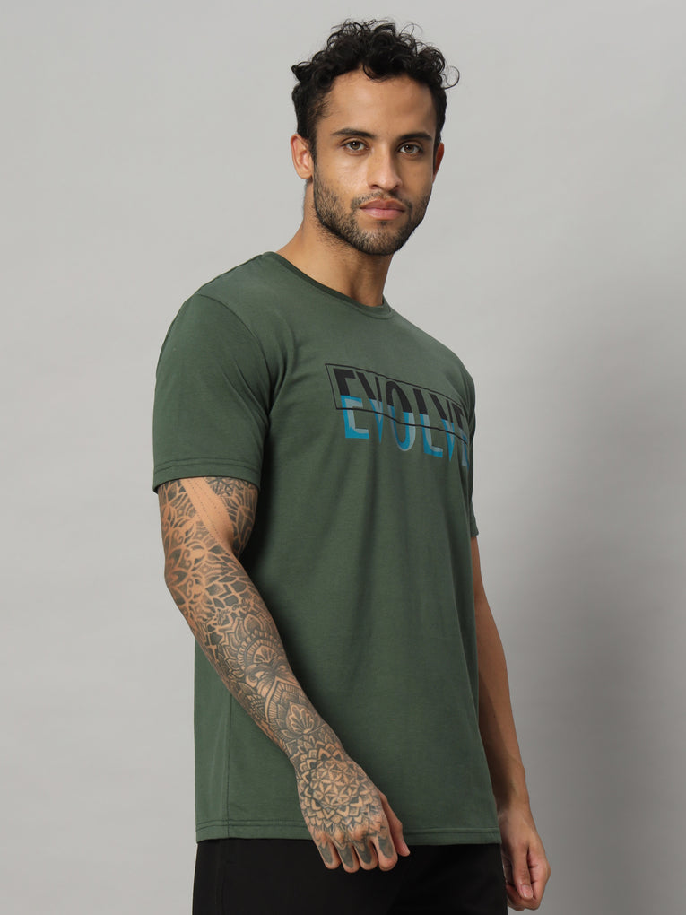 Ego Trip Round Neck Dark Green Color T-shirt