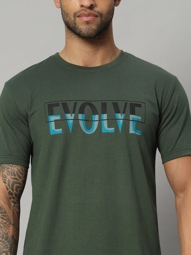 Ego Trip Round Neck Dark Green Color T-shirt