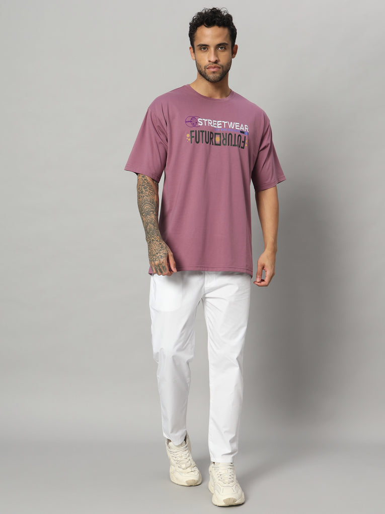 Ego Trip Drop shoulder Round Neck Purple Color t- shirt