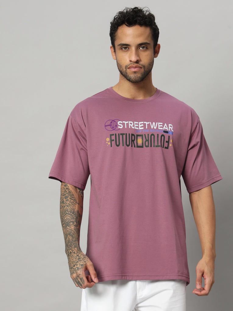 Ego Trip Drop shoulder Round Neck Purple Color t- shirt