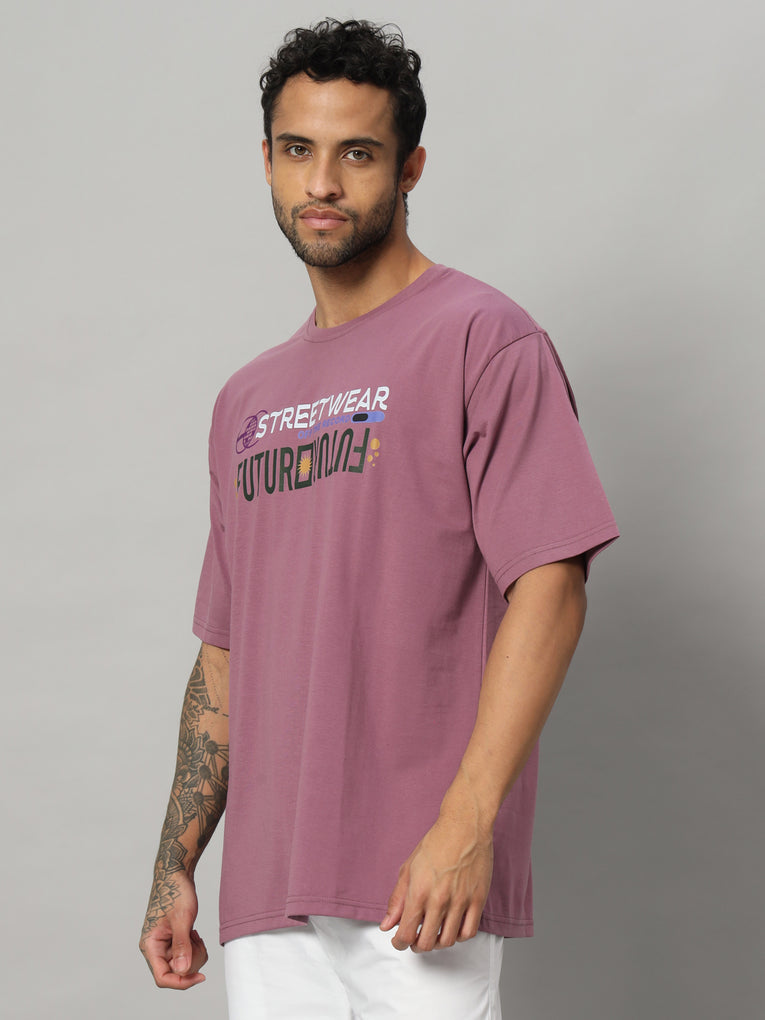 Ego Trip Drop shoulder Round Neck Purple Color t- shirt