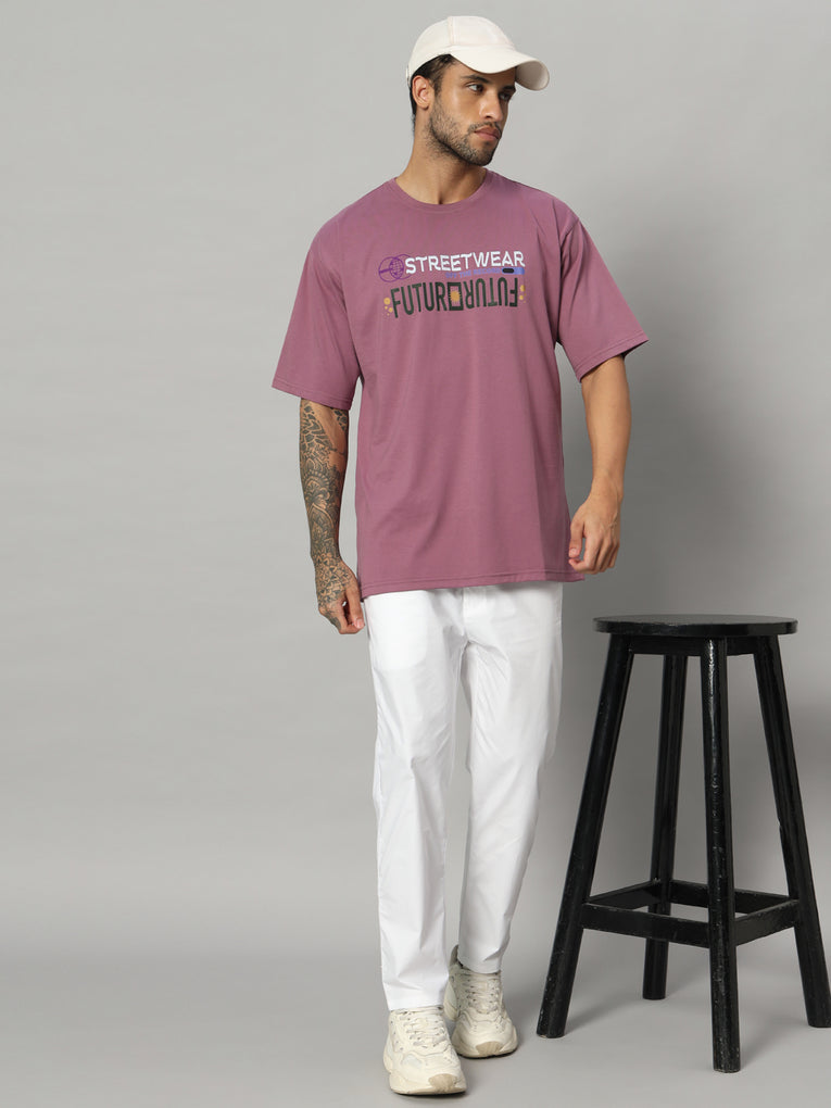 Ego Trip Drop shoulder Round Neck Purple Color t- shirt