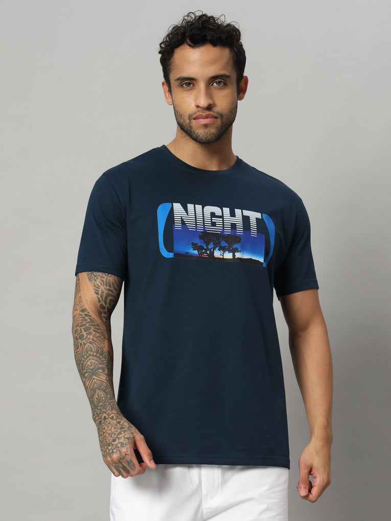 Ego Trip Round Neck Navy Blue Color T-shirt