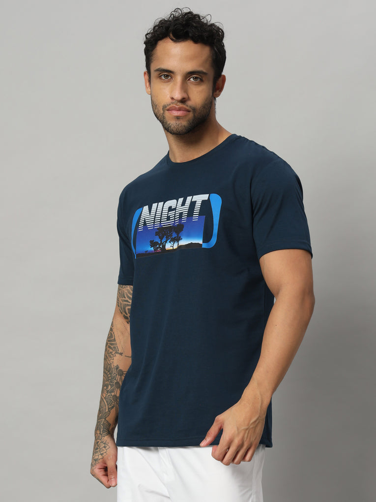 Ego Trip Round Neck Navy Blue Color T-shirt