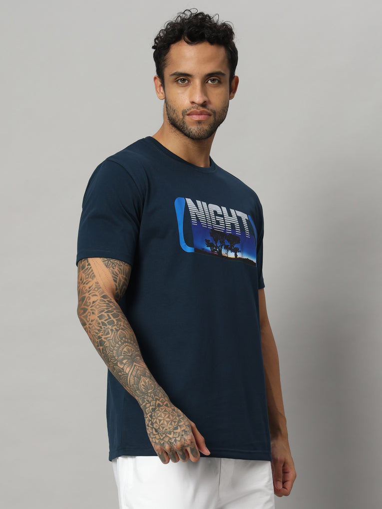 Ego Trip Round Neck Navy Blue Color T-shirt