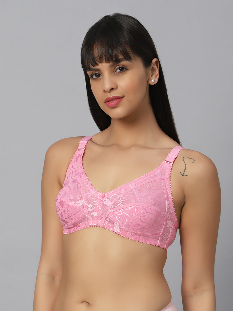 Bluenixie Pink color Butterfly print Luxuria Full Coverage Bra 