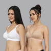 Bluenixie  BN2514_2 Pc Full Coverage Cotton Rich Full Coverage T-shirt Bra White-Nude Skin