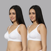 Bluenixie BN2514_2 Pc Combo Full Coverage Cotton Rich  T-shirt Bra  White