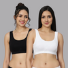 BlueNixie Slip On Sports Bra Combo set of 2 Black-White Color-