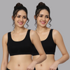 BlueNixie online Slip On Medium Impact Sports Bra Combo set of 2 Black Color-