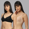 Buy Butterfly Print net Full Coverage Bra Combo Set Of 2 Black-Skin Color - Bluenixie