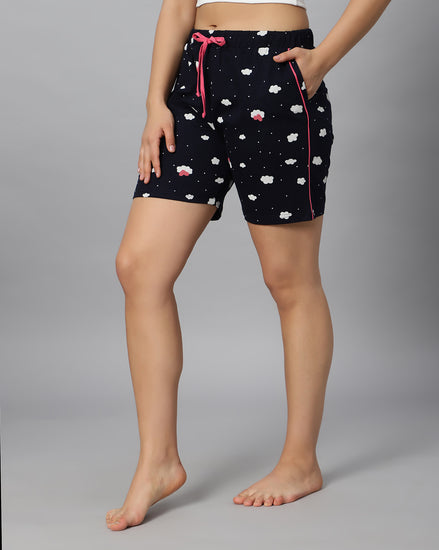 Bluenixie Shorts For Women With Both Side Pocket/Piping & Drawstring Closure at Best Price