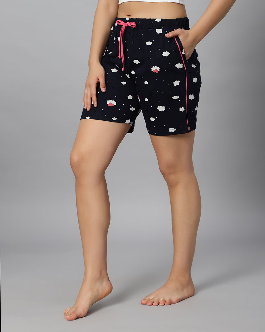 Bluenixie Shorts For Women With Both Side Pocket/Piping & Drawstring Closure at Best Price