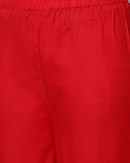 Bluenixie red color Rayon Fabric Palazzos