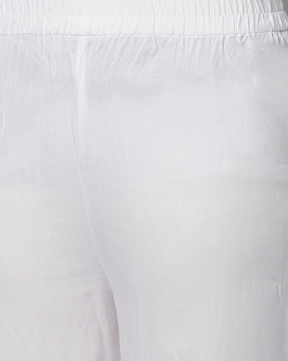 Bluenixie White color Rayon Fabric Palazzos