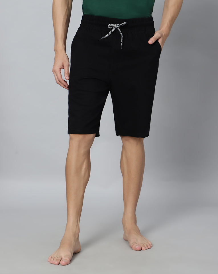 Ego trip Black color Hosiery Cotton Plain Shorts