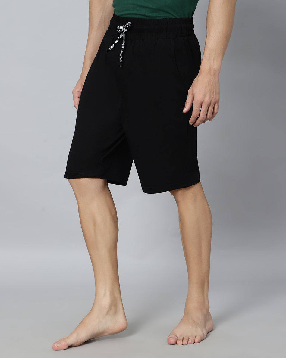 Ego trip Black color Hosiery Cotton Plain Shorts