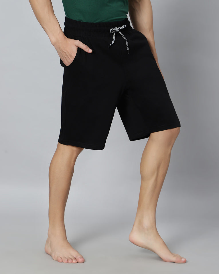 Ego trip Black color Hosiery Cotton Plain Shorts