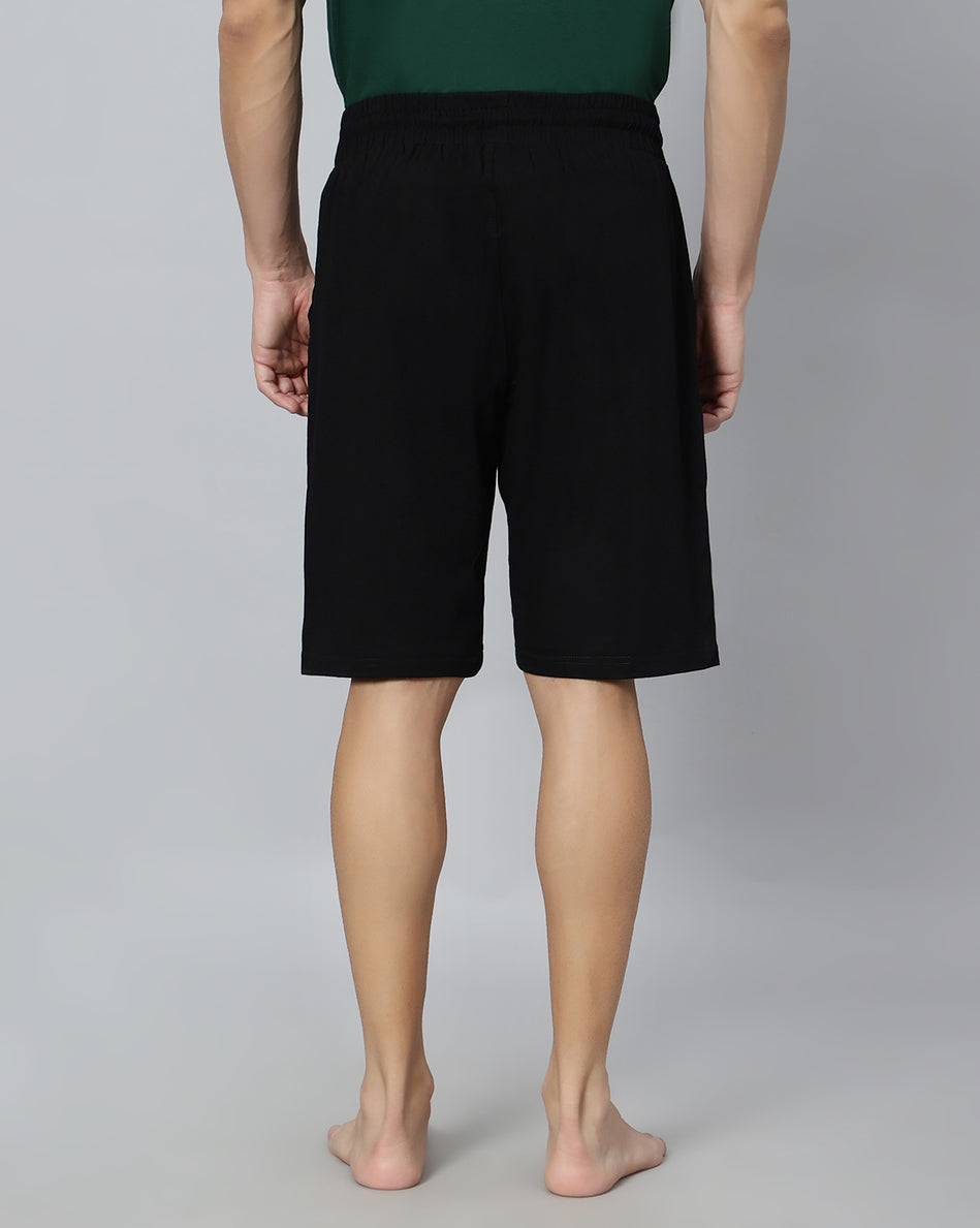 Ego trip Black color Hosiery Cotton Plain Shorts