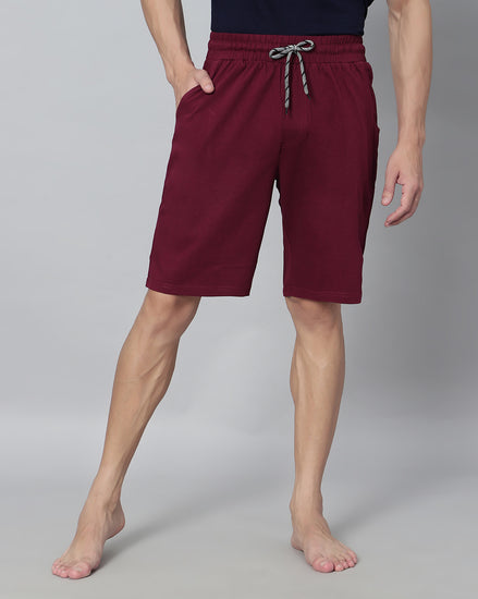 Ego trip Maroon color Hosiery Cotton Plain Shorts