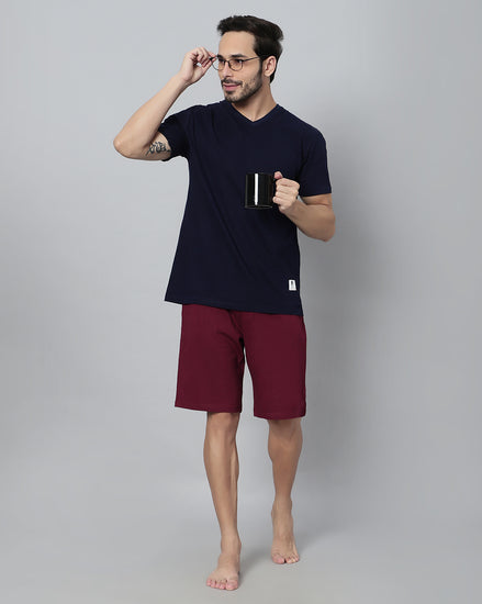 Ego trip Maroon color Hosiery Cotton Plain Shorts