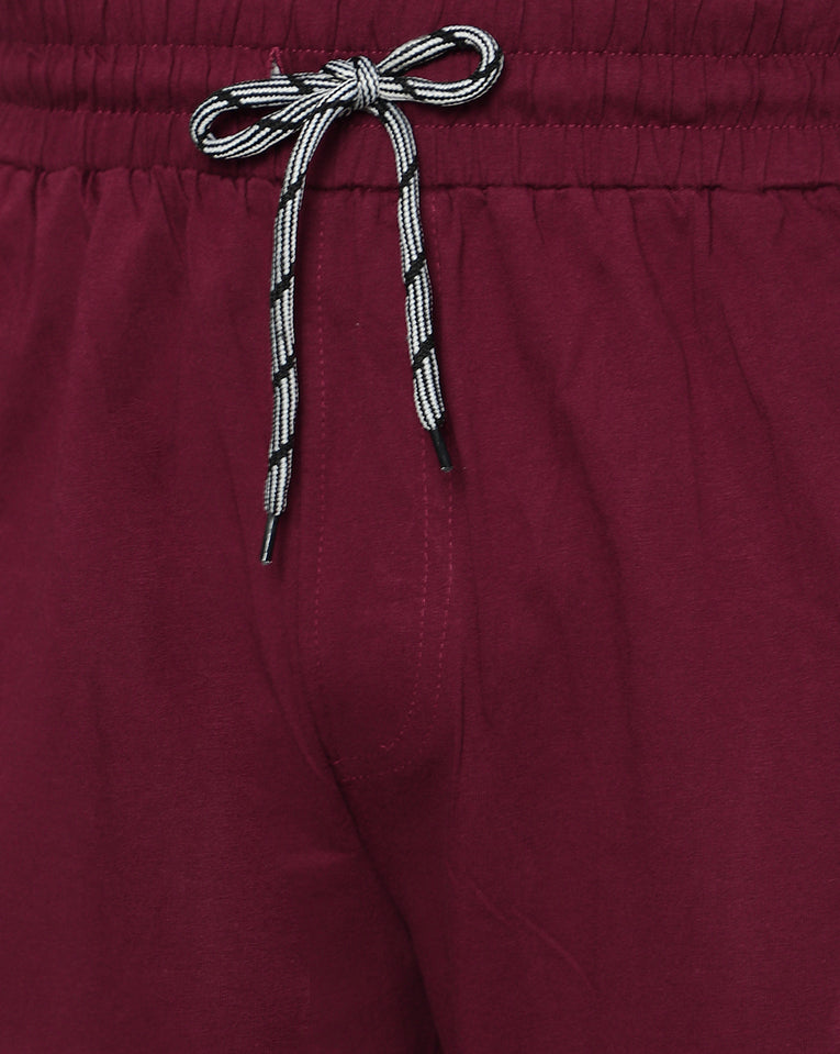 Ego trip maroon color Hosiery Cotton Plain Shorts