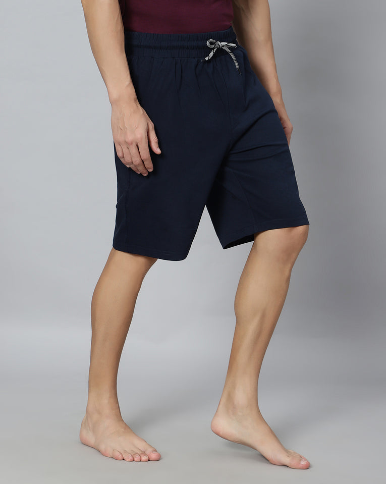 Ego trip Blue color Hosiery Cotton Plain Shorts